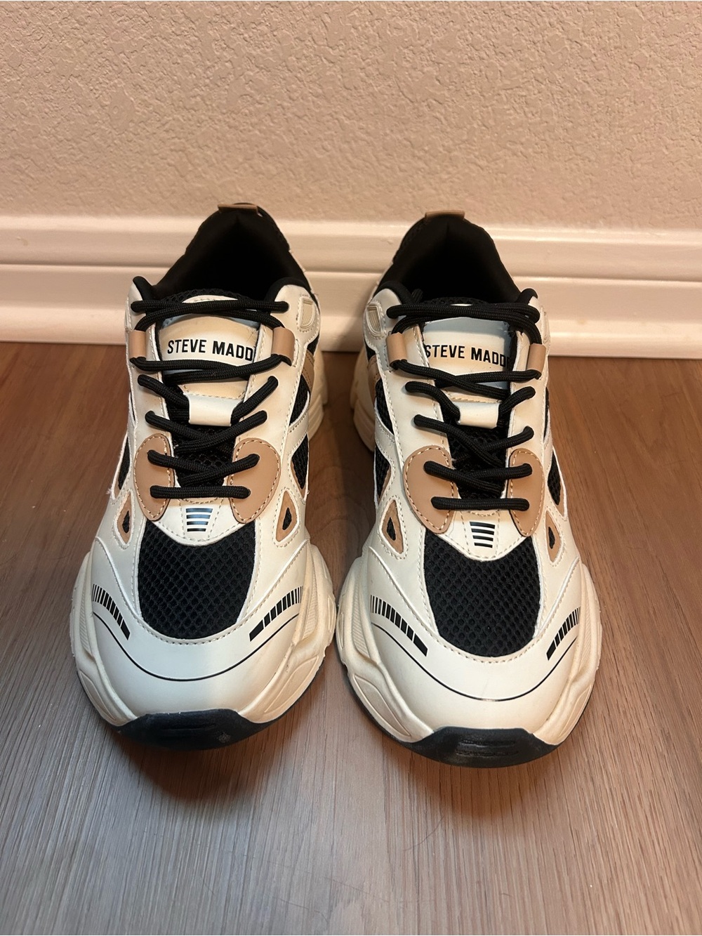 Steve Madden Women's Cream, Black & Tan Chunky Sneakers